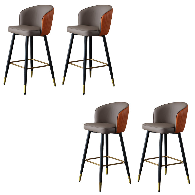 Glam Style Bar Stool Leather Backrest Bar Stools for Dining Room with Metal Legs