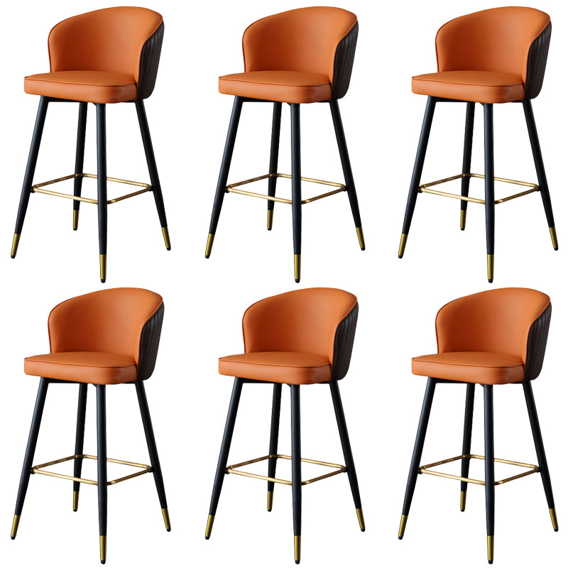 Glam Style Bar Stool Leather Backrest Bar Stools for Dining Room with Metal Legs