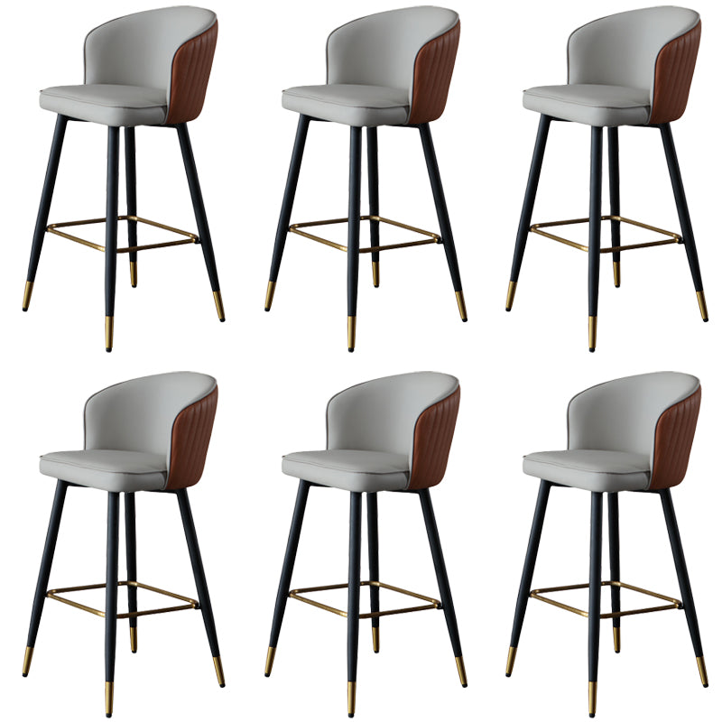 Glam Style Bar Stool Leather Backrest Bar Stools for Dining Room with Metal Legs