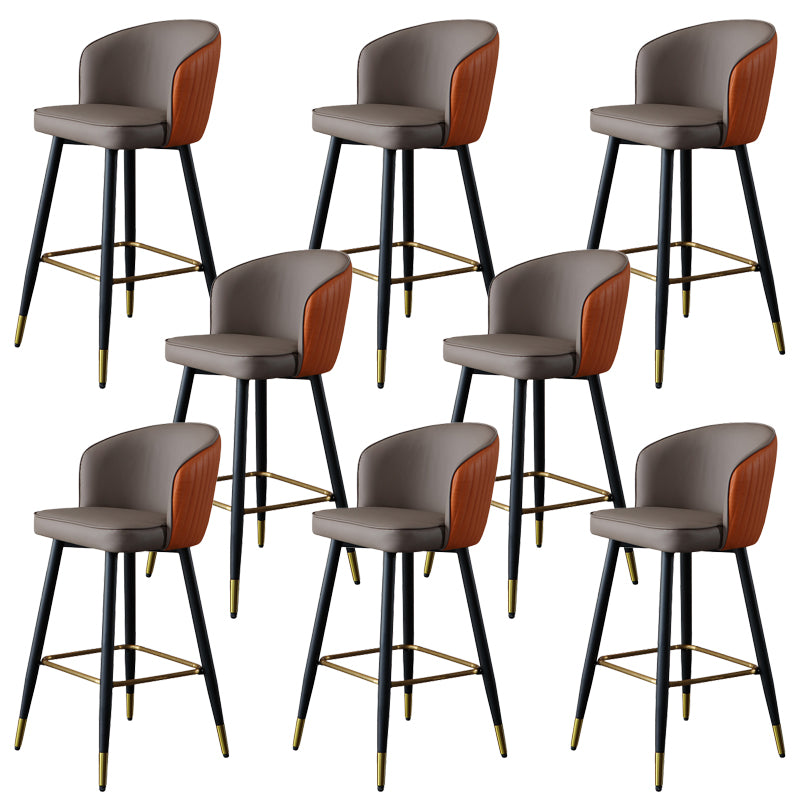 Glam Style Bar Stool Leather Backrest Bar Stools for Dining Room with Metal Legs