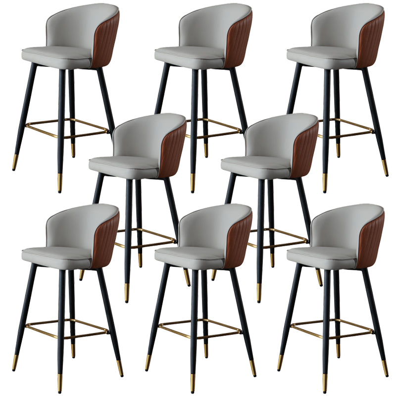 Glam Style Bar Stool Leather Backrest Bar Stools for Dining Room with Metal Legs