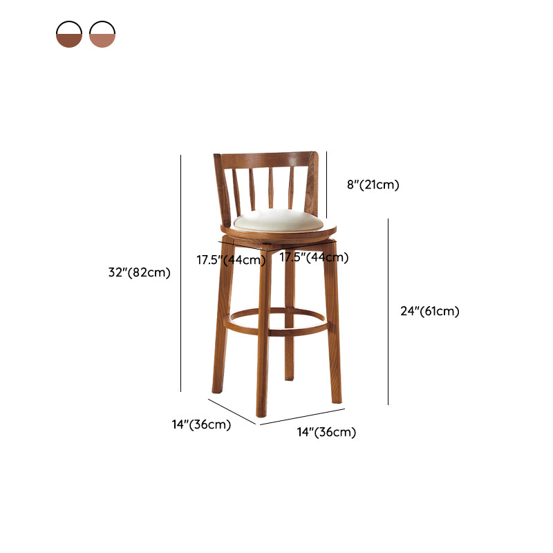 Modern Style Bar Stool Solid Wood Backrest Bar Stools with Swivel