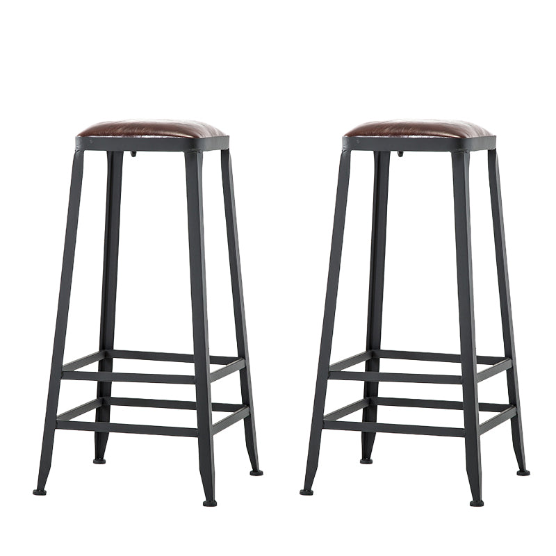 Faux Leather Dining Stools Upholstered Bar Stools with Footrest