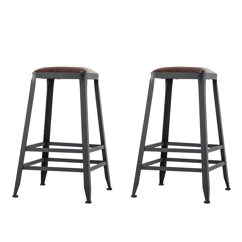 Faux Leather Dining Stools Upholstered Bar Stools with Footrest