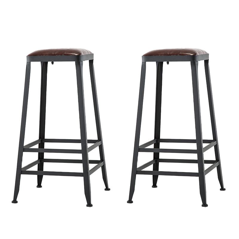 Faux Leather Dining Stools Upholstered Bar Stools with Footrest