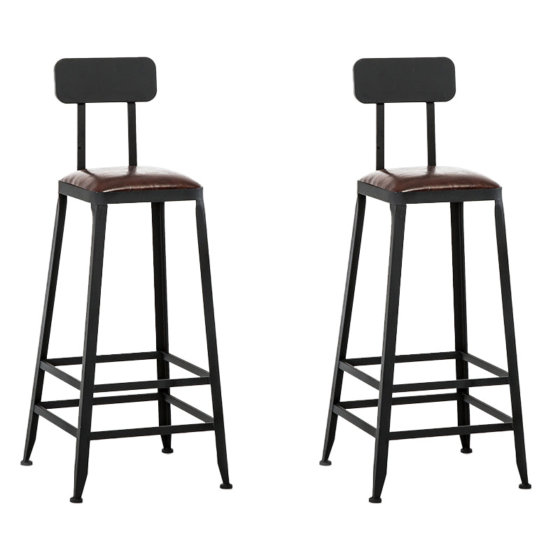 Faux Leather Dining Stools Upholstered Bar Stools with Footrest