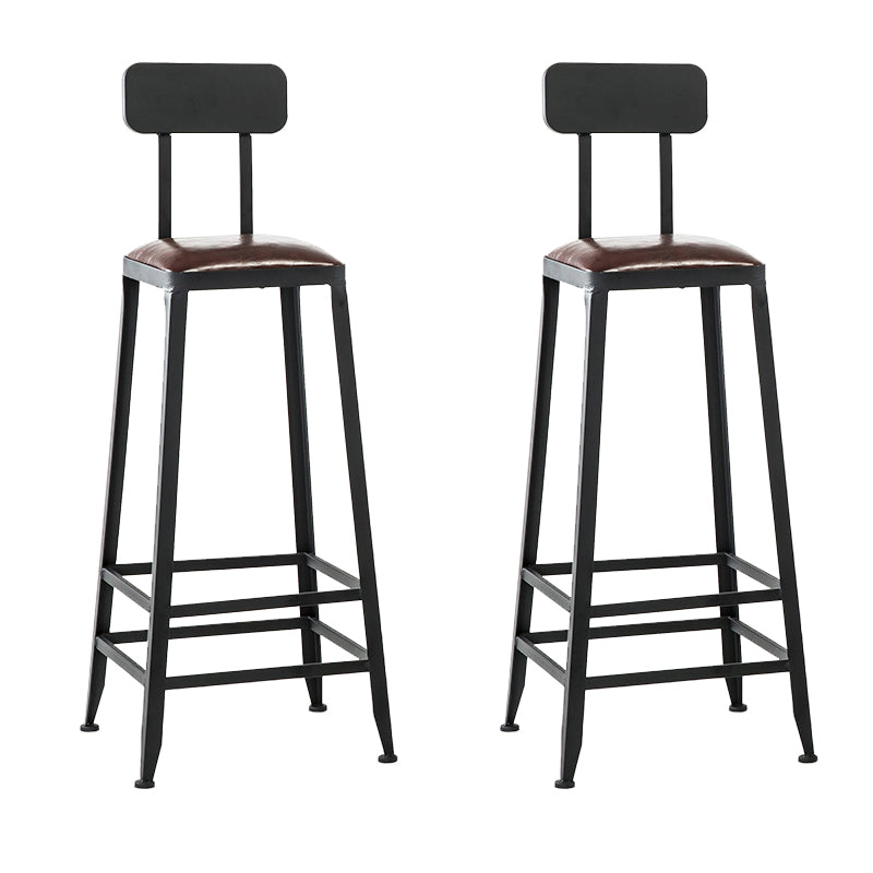 Faux Leather Dining Stools Upholstered Bar Stools with Footrest