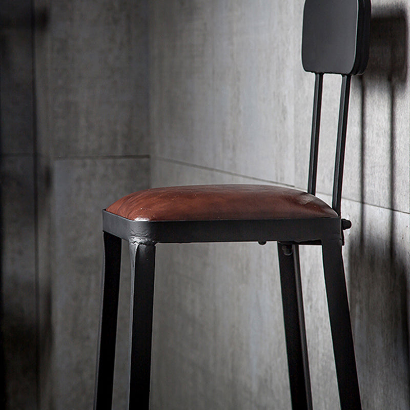 Faux Leather Dining Stools Upholstered Bar Stools with Footrest