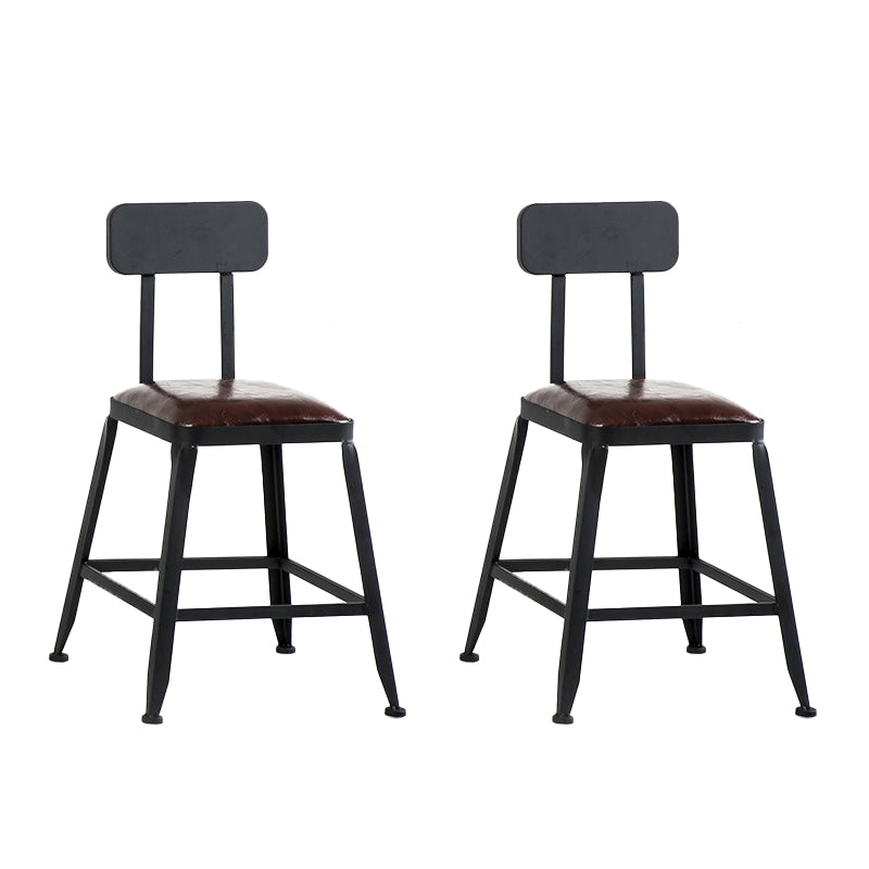 Faux Leather Dining Stools Upholstered Bar Stools with Footrest