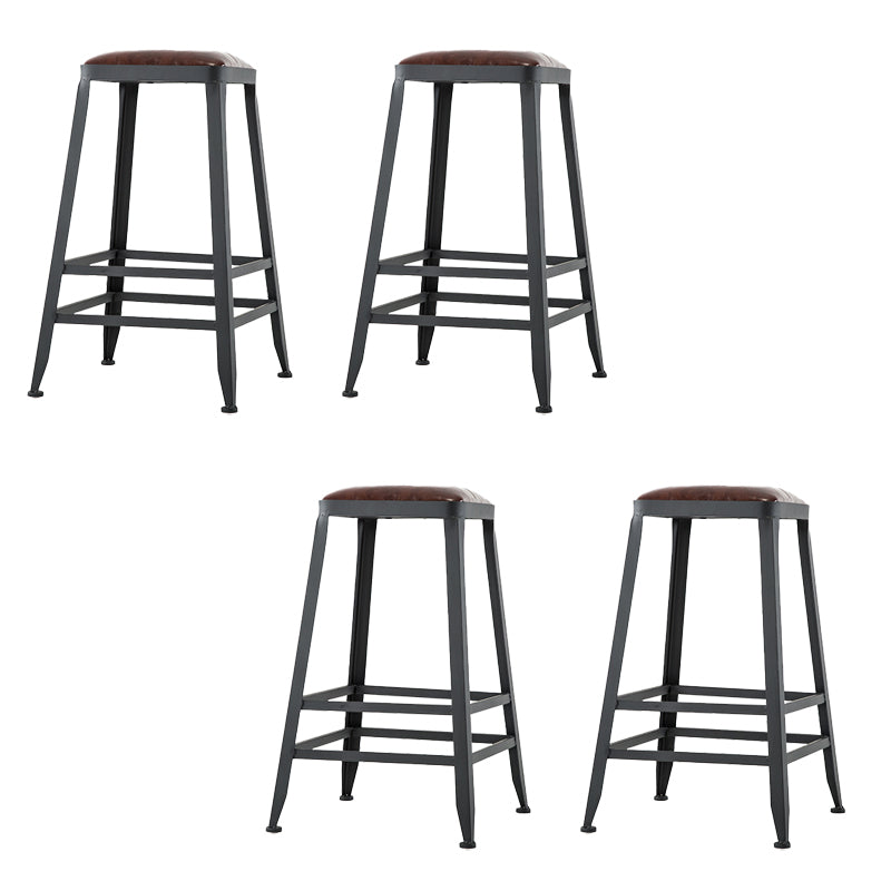 Faux Leather Dining Stools Upholstered Bar Stools with Footrest