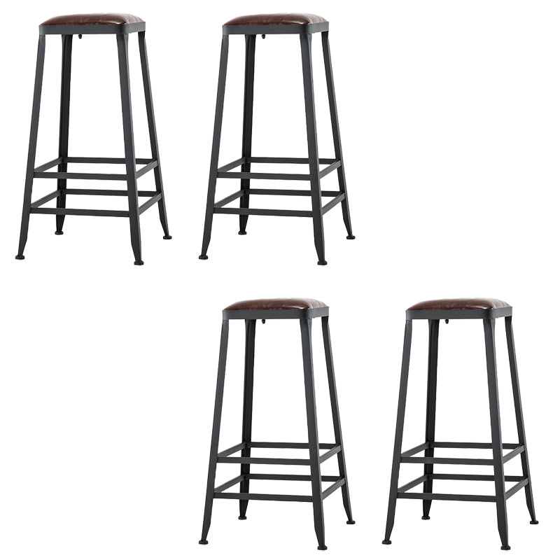 Faux Leather Dining Stools Upholstered Bar Stools with Footrest