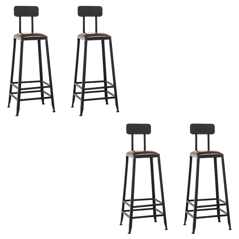 Faux Leather Dining Stools Upholstered Bar Stools with Footrest