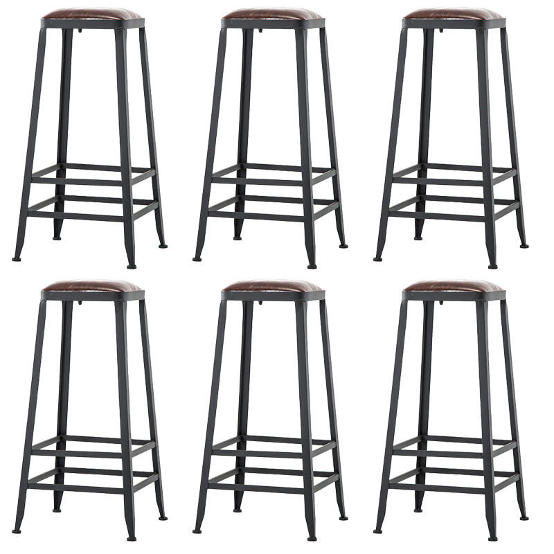 Faux Leather Dining Stools Upholstered Bar Stools with Footrest
