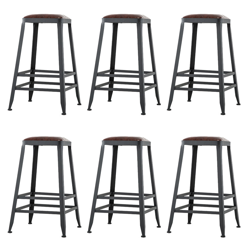 Faux Leather Dining Stools Upholstered Bar Stools with Footrest