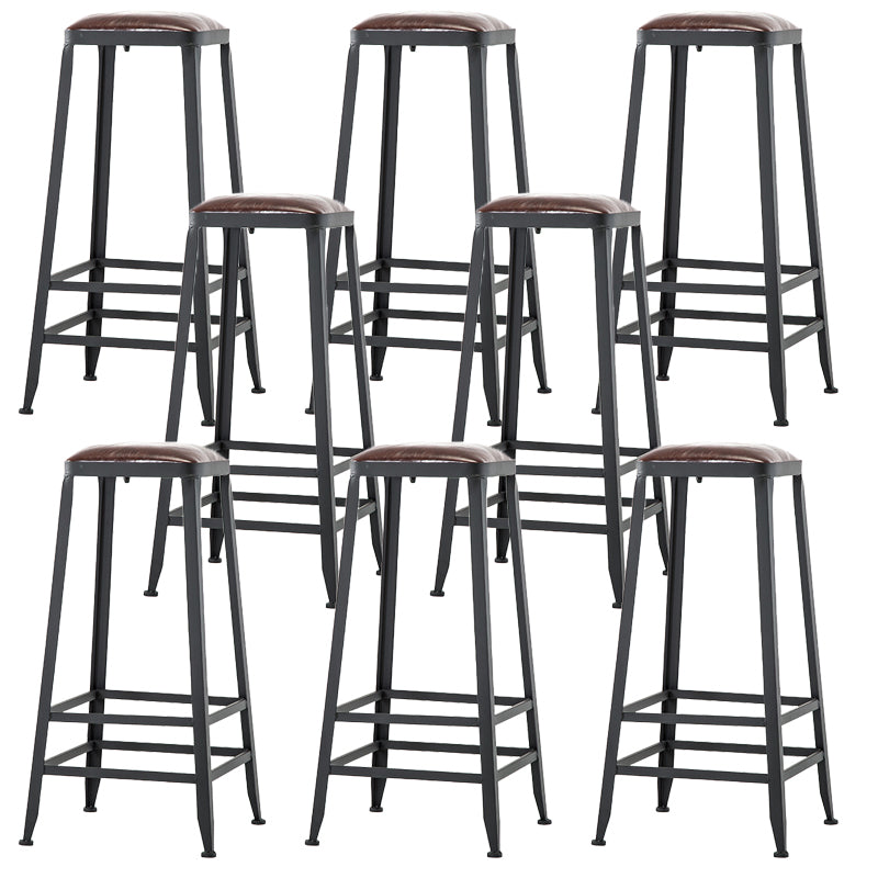 Faux Leather Dining Stools Upholstered Bar Stools with Footrest
