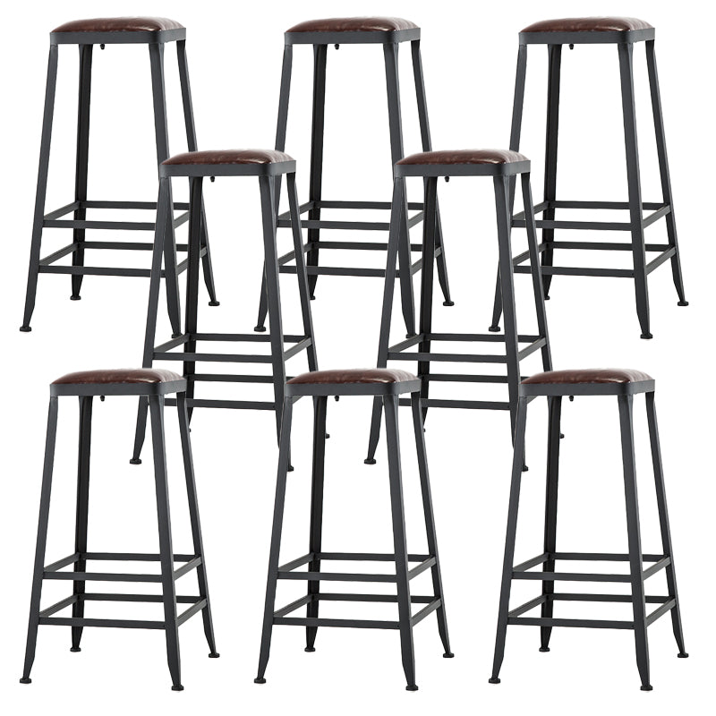 Faux Leather Dining Stools Upholstered Bar Stools with Footrest