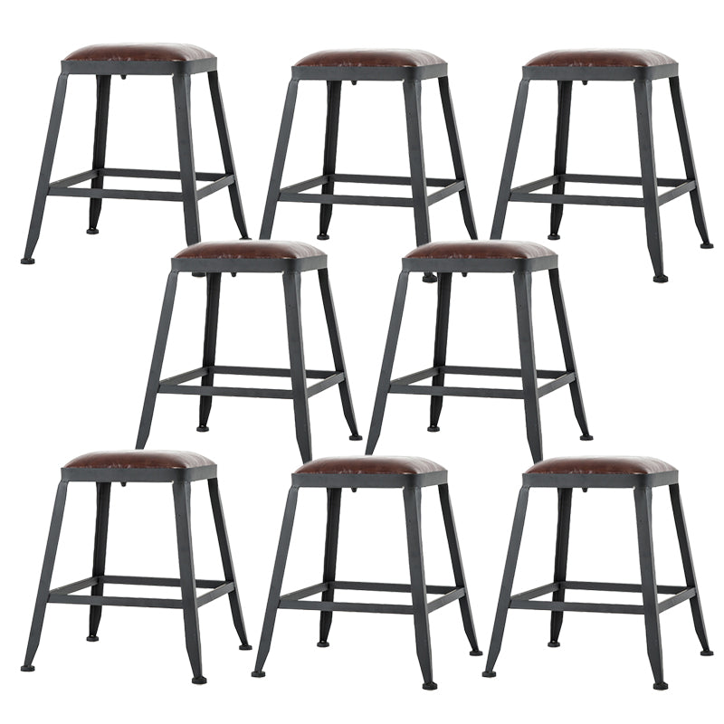 Faux Leather Dining Stools Upholstered Bar Stools with Footrest