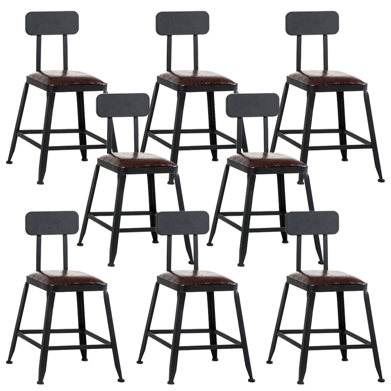 Faux Leather Dining Stools Upholstered Bar Stools with Footrest