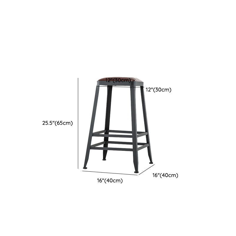 Faux Leather Dining Stools Upholstered Bar Stools with Footrest