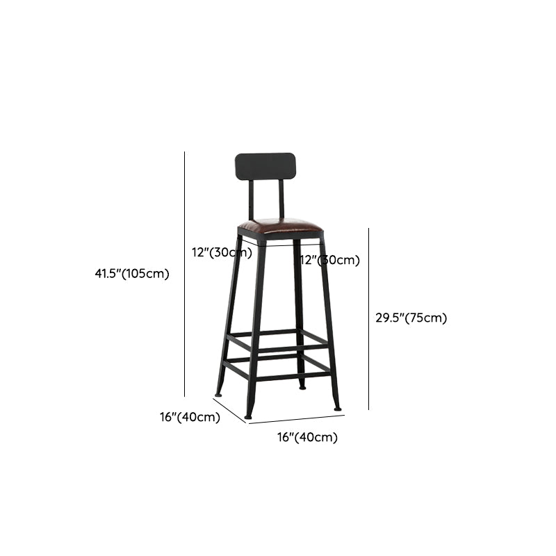 Faux Leather Dining Stools Upholstered Bar Stools with Footrest