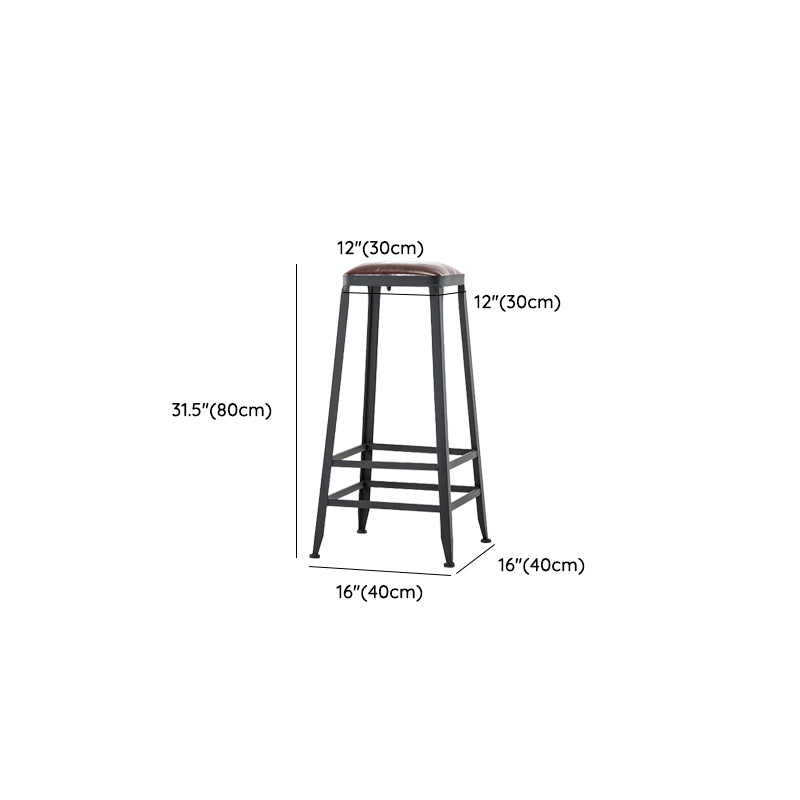 Faux Leather Dining Stools Upholstered Bar Stools with Footrest