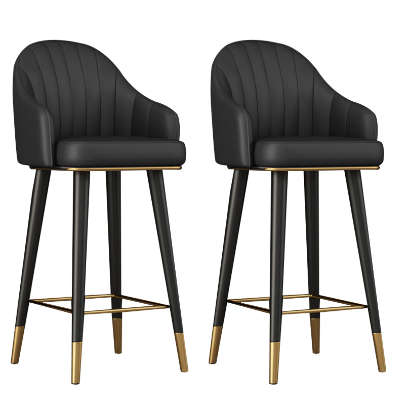 Glam Backrest Bar Stool Leather Counter Stool with Metal Legs