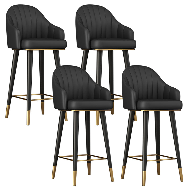 Glam Backrest Bar Stool Leather Counter Stool with Metal Legs