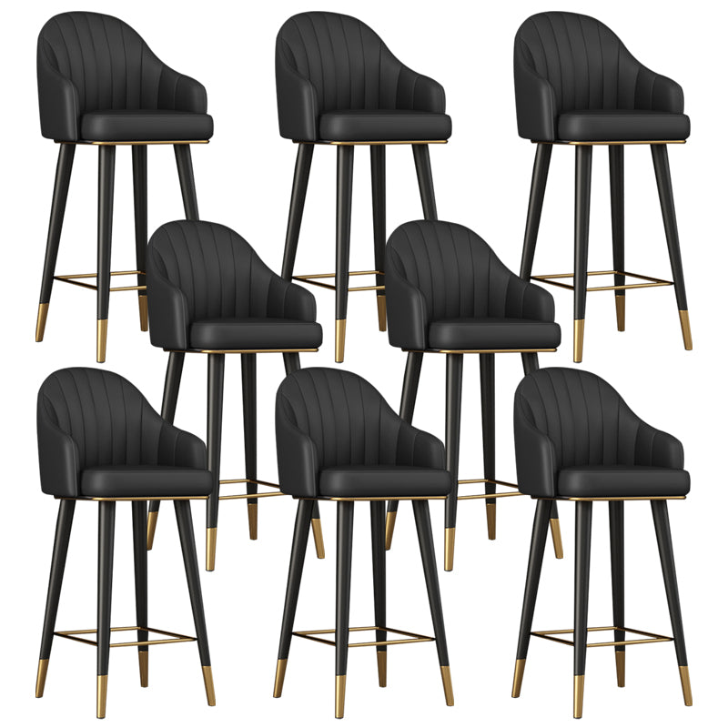 Glam Backrest Bar Stool Leather Counter Stool with Metal Legs