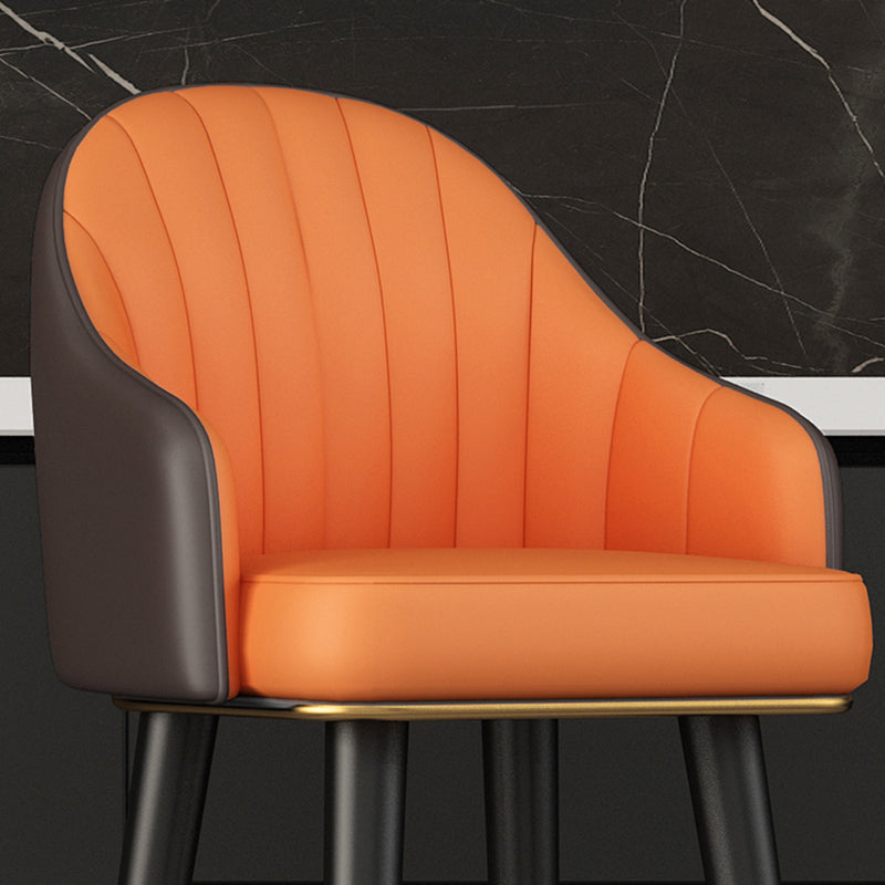 Glam Backrest Bar Stool Leather Counter Stool with Metal Legs