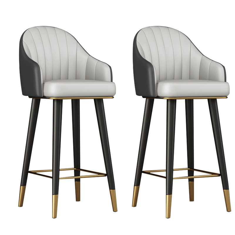 Glam Backrest Bar Stool Leather Counter Stool with Metal Legs