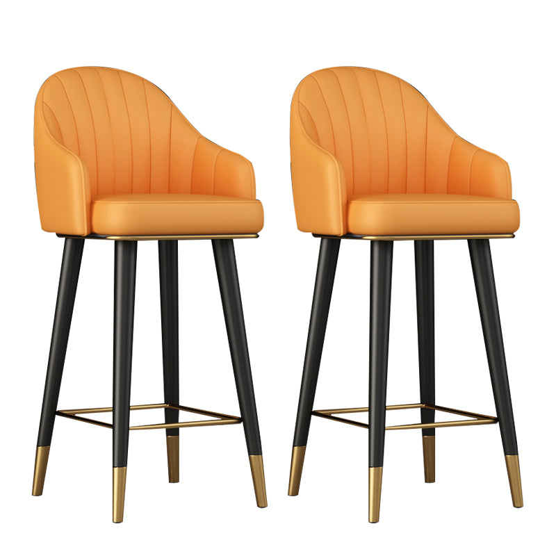Glam Backrest Bar Stool Leather Counter Stool with Metal Legs