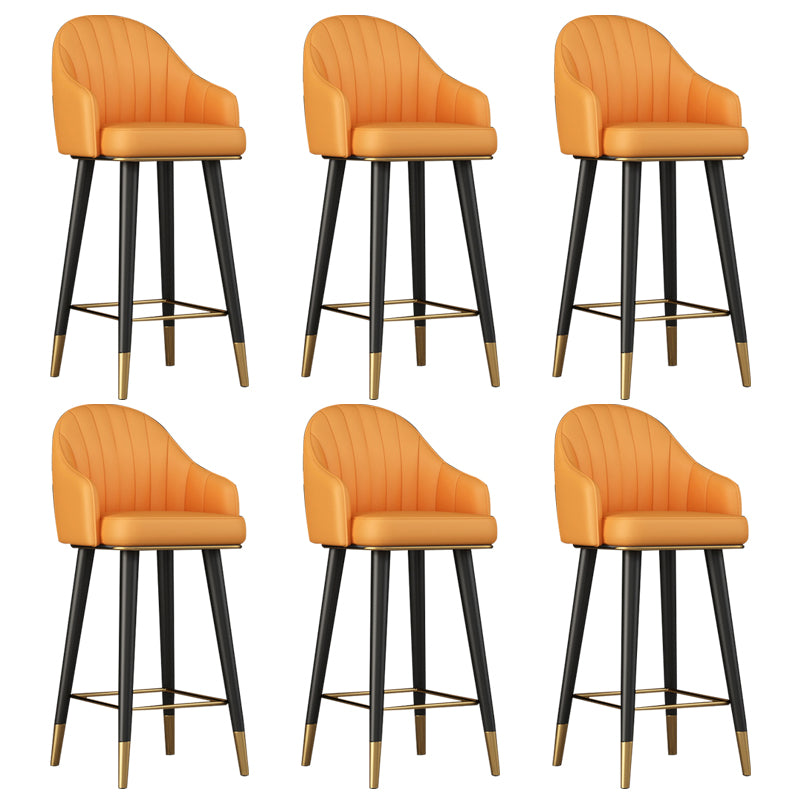 Glam Backrest Bar Stool Leather Counter Stool with Metal Legs