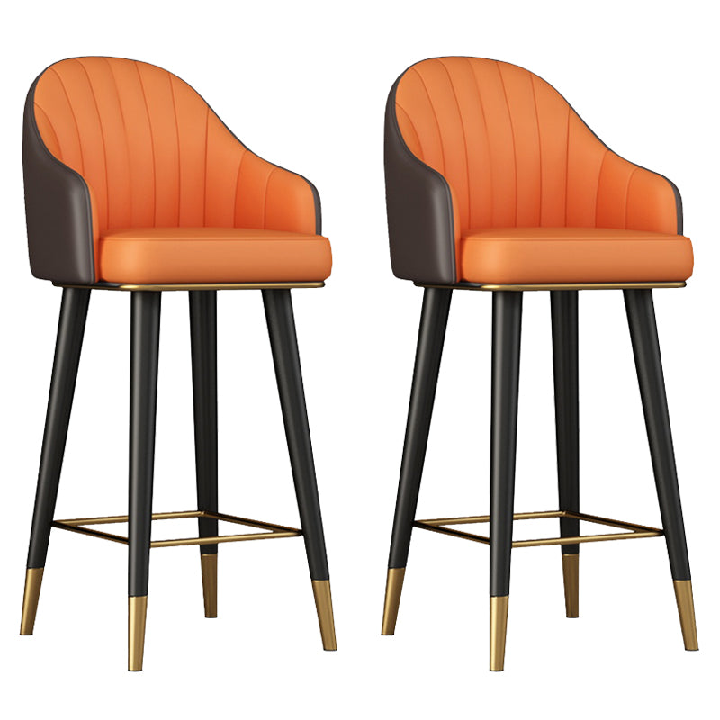 Glam Backrest Bar Stool Leather Counter Stool with Metal Legs