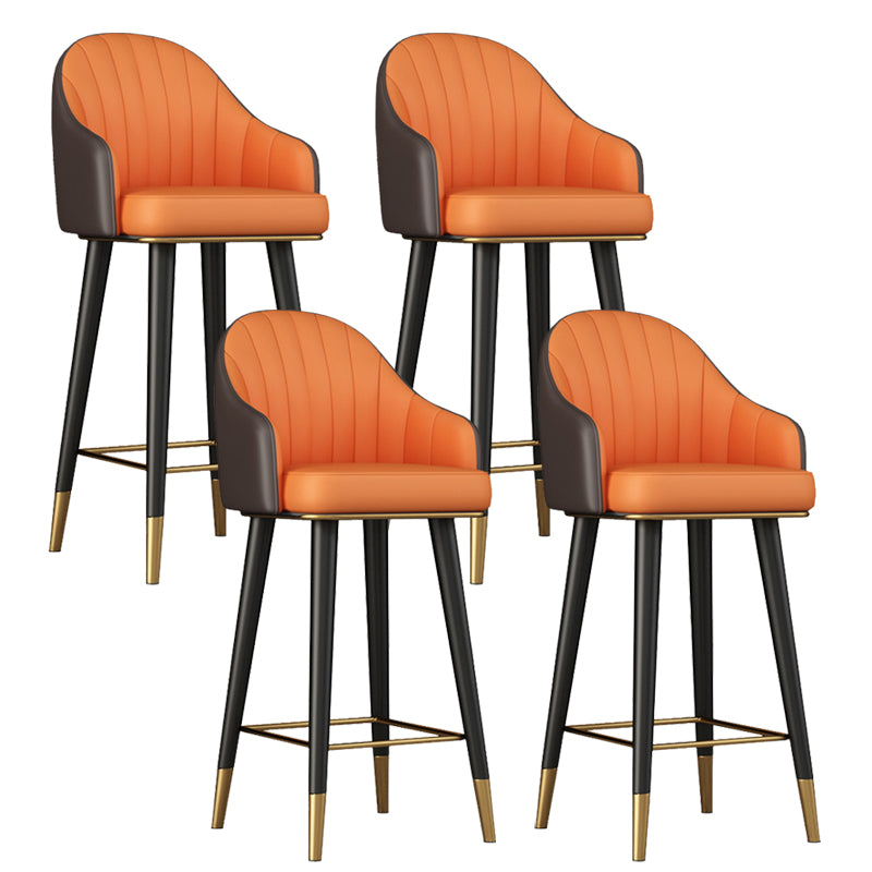 Glam Backrest Bar Stool Leather Counter Stool with Metal Legs