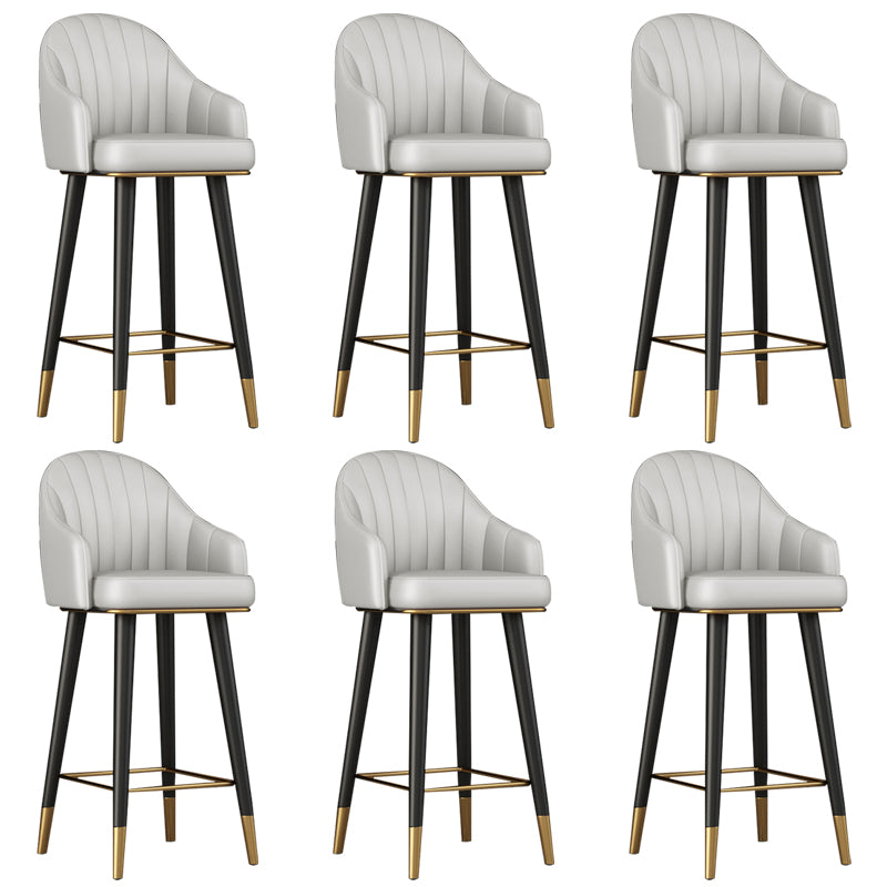 Glam Backrest Bar Stool Leather Counter Stool with Metal Legs