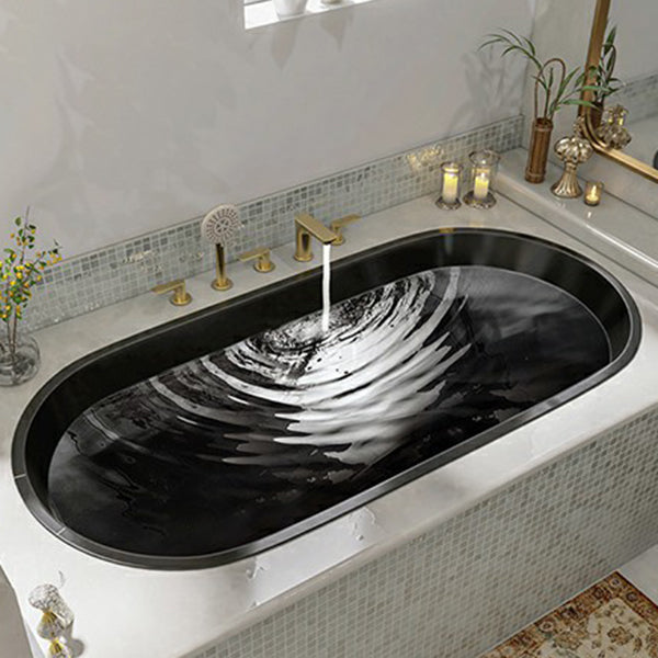 Contemporary Oval Acrylic Bathtub Soaking Drop-in Bathtub with Faucet
