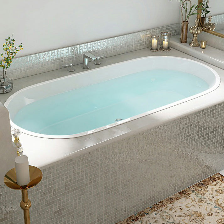 Contemporary Oval Acrylic Bathtub Soaking Drop-in Bathtub with Faucet