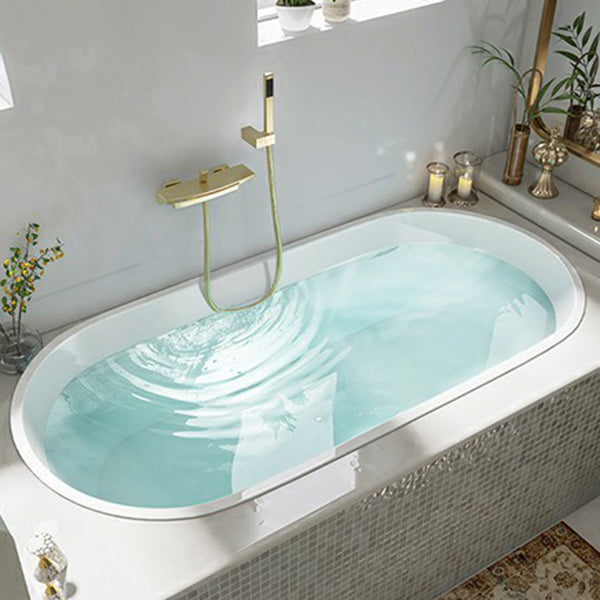 Contemporary Oval Acrylic Bathtub Soaking Drop-in Bathtub with Faucet