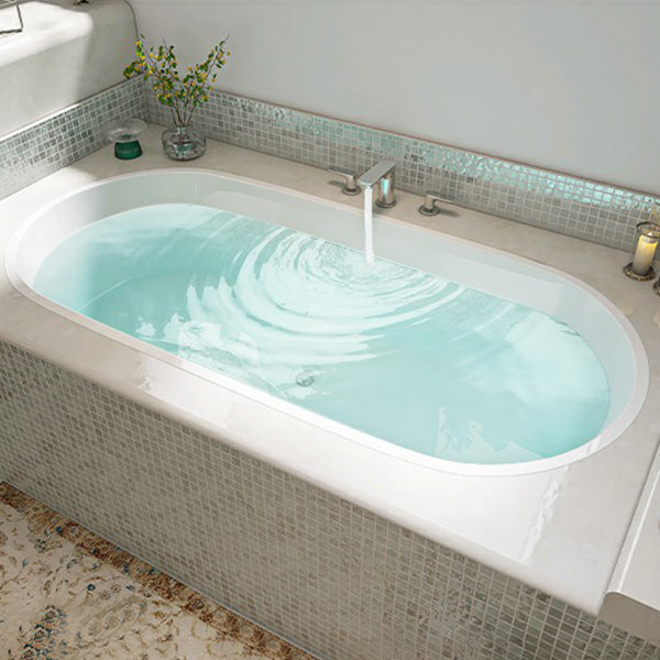 Contemporary Oval Acrylic Bathtub Soaking Drop-in Bathtub with Faucet