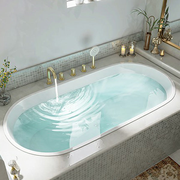 Contemporary Oval Acrylic Bathtub Soaking Drop-in Bathtub with Faucet