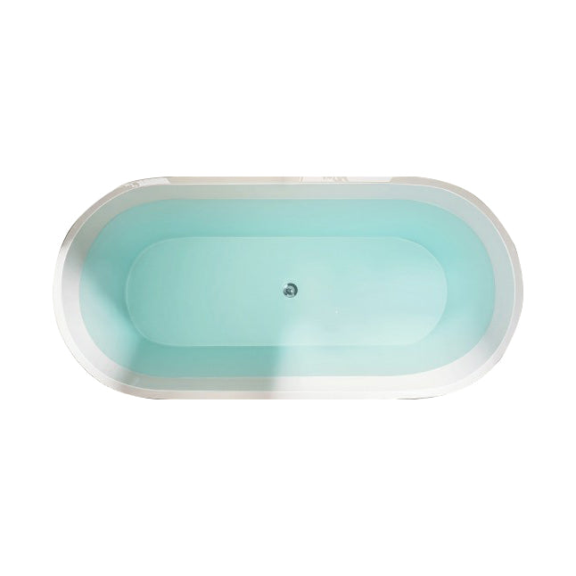 Contemporary Oval Acrylic Bathtub Soaking Drop-in Bathtub with Faucet