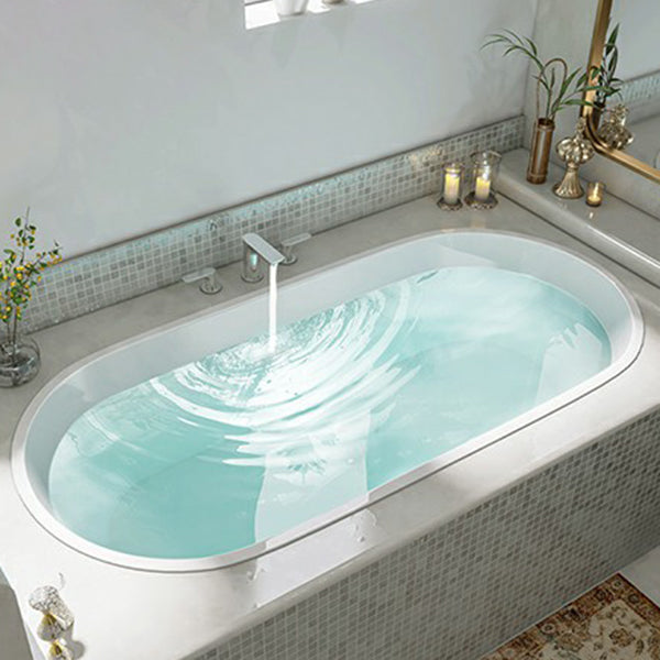 Contemporary Oval Acrylic Bathtub Soaking Drop-in Bathtub with Faucet