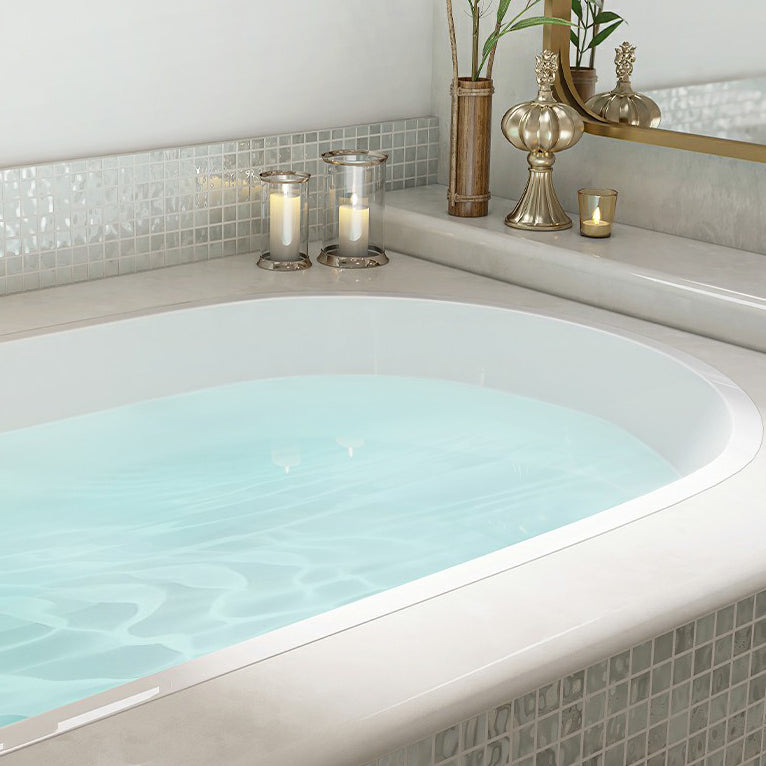 Contemporary Oval Acrylic Bathtub Soaking Drop-in Bathtub with Faucet