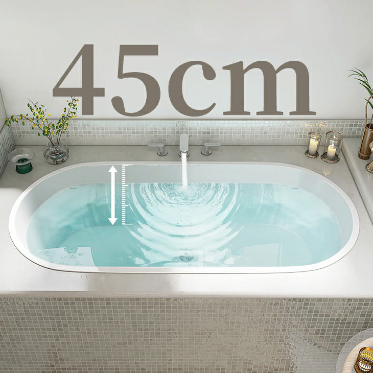 Contemporary Oval Acrylic Bathtub Soaking Drop-in Bathtub with Faucet
