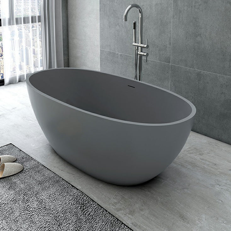 Modern Soaking Freestanding Bath Tub Stone Oval Bathtub with Overflow Trim