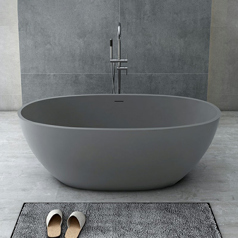 Modern Soaking Freestanding Bath Tub Stone Oval Bathtub with Overflow Trim