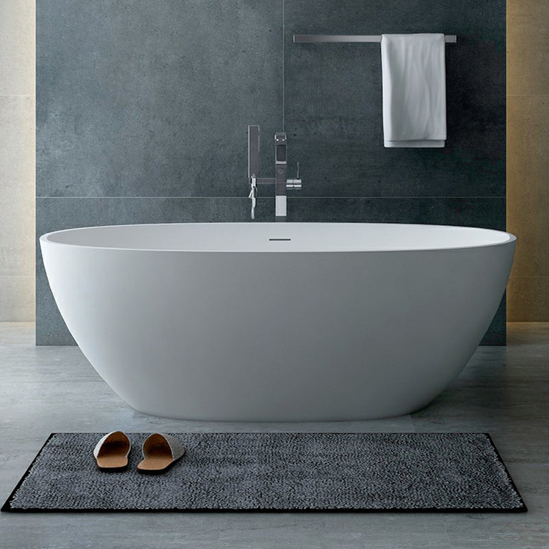 Modern Soaking Freestanding Bath Tub Stone Oval Bathtub with Overflow Trim