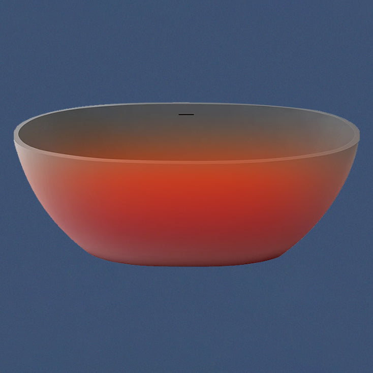 Modern Soaking Freestanding Bath Tub Stone Oval Bathtub with Overflow Trim