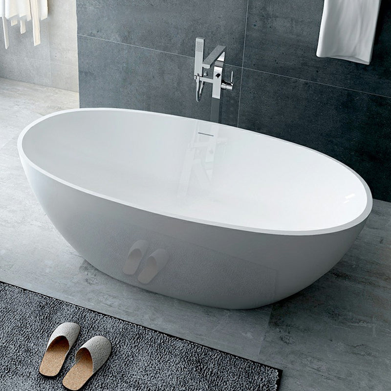 Modern Soaking Freestanding Bath Tub Stone Oval Bathtub with Overflow Trim