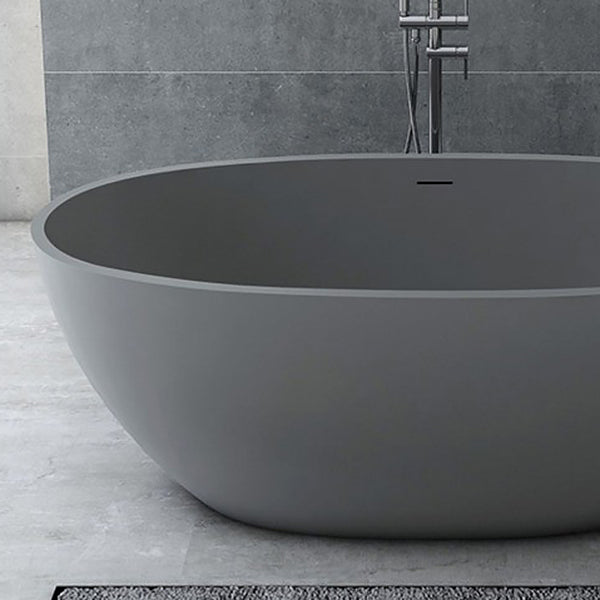 Modern Soaking Freestanding Bath Tub Stone Oval Bathtub with Overflow Trim